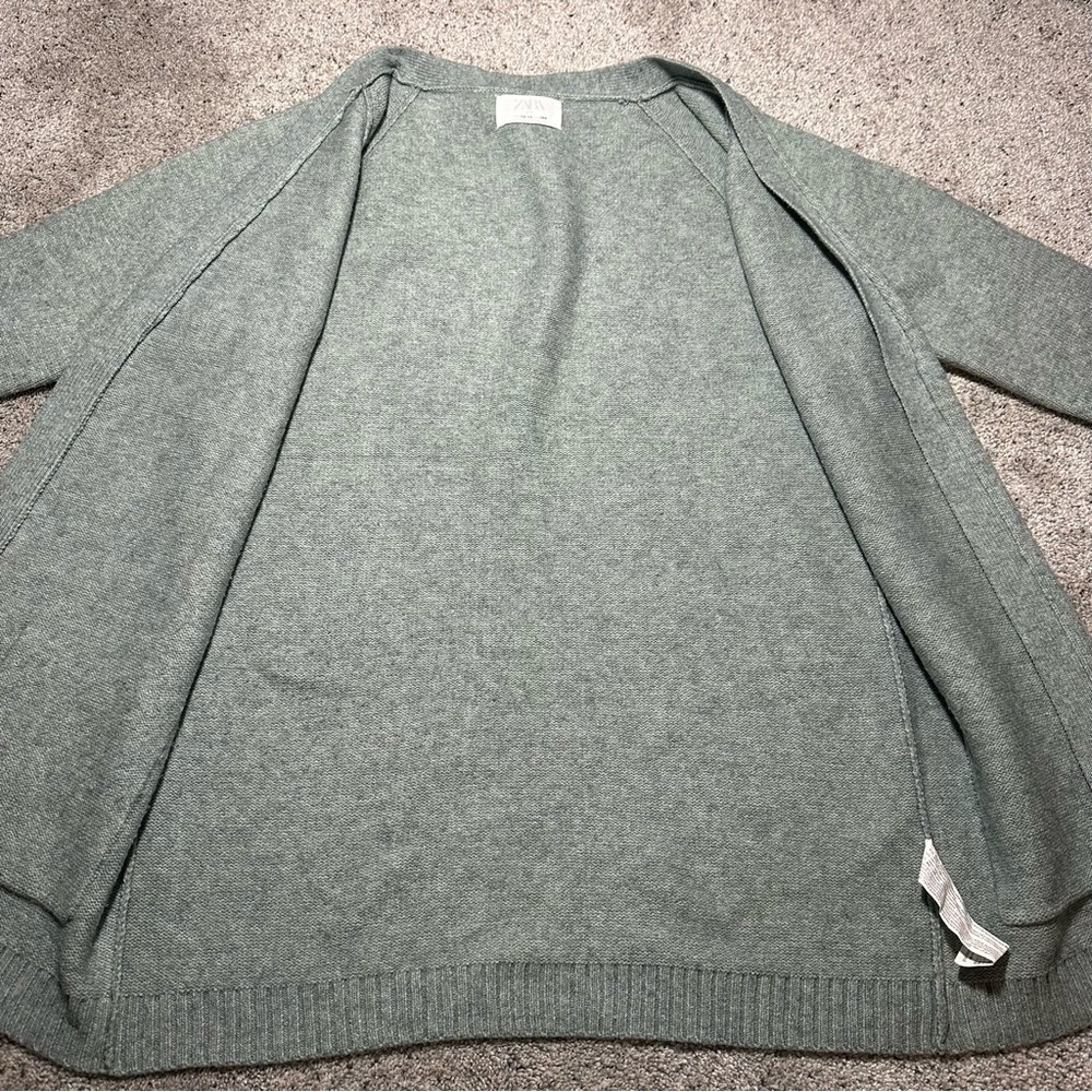 Zara Kids Girls Cozy Open Front Duster Cardigan, Sage Green - Youth 13/14 - Picture 8 of 10